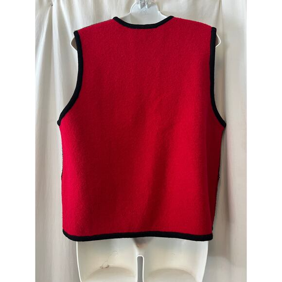 Vintage wool plaid red black scotty dogs zip front vest winter dog lover LG - Picture 5 of 8